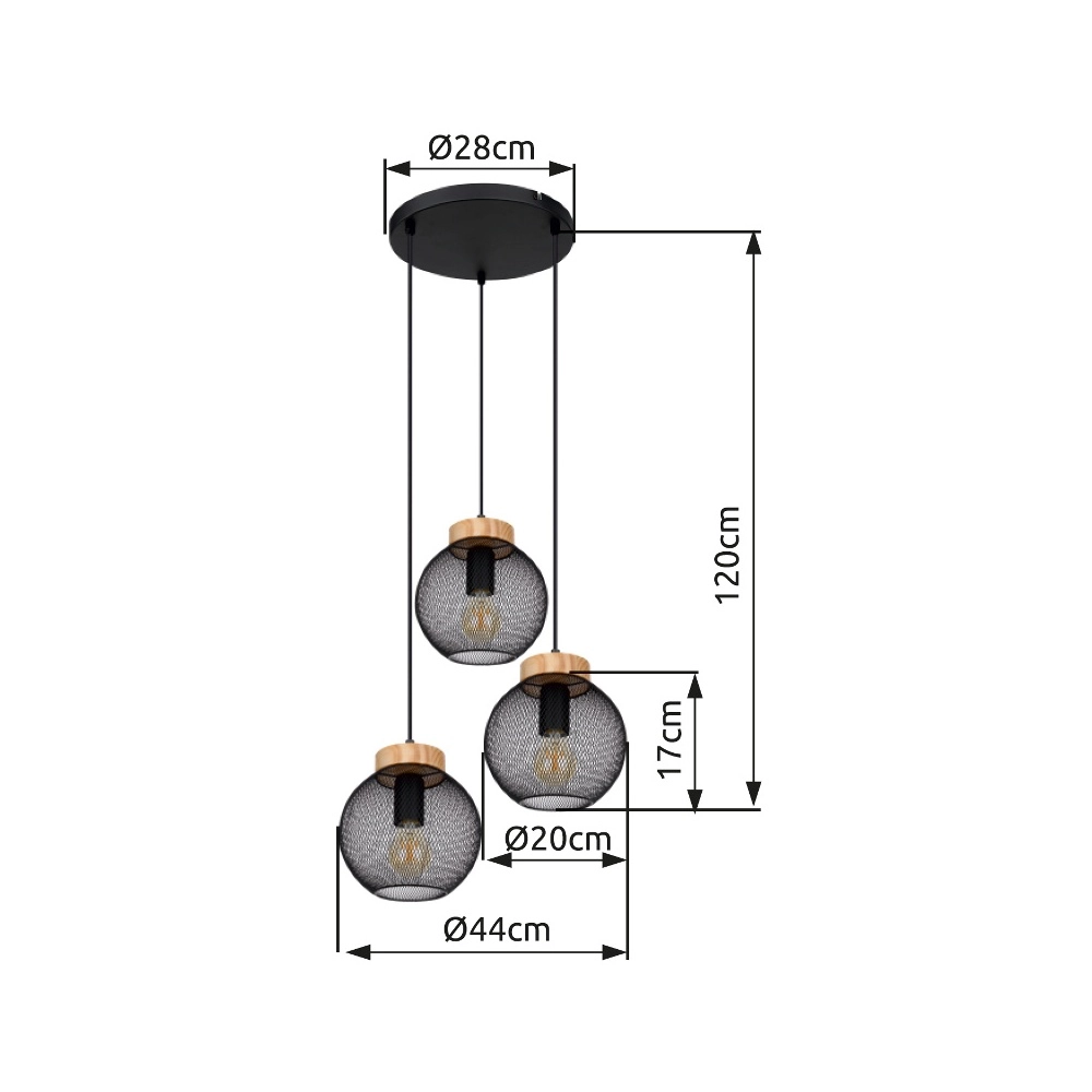 Black pendant lamp Pablo Mesh Globo 9007371417551