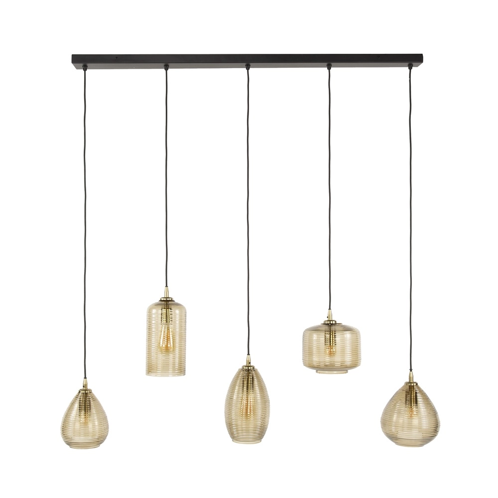 Dining room pendant lamp Stripe 5-light - ribbed glass Lyora 8716803511118