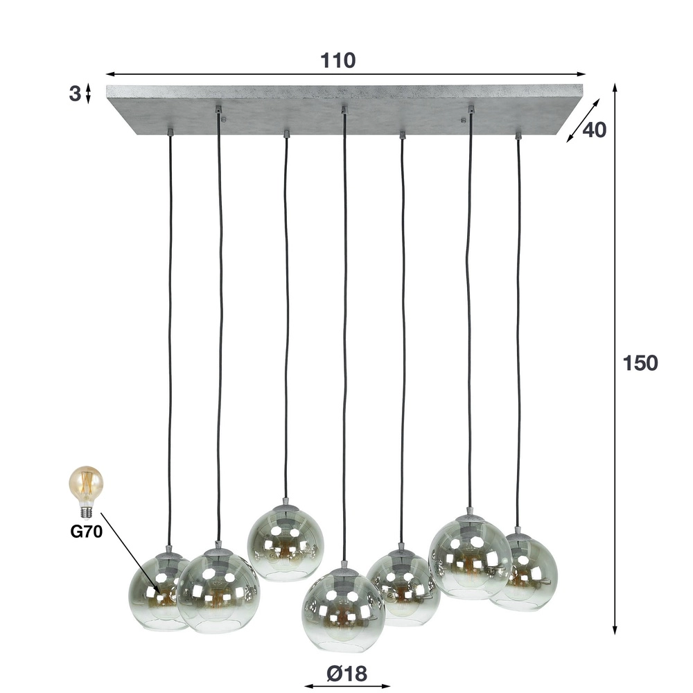 7L pendant light Bubble with silver fading glass Lyora 8716803511231