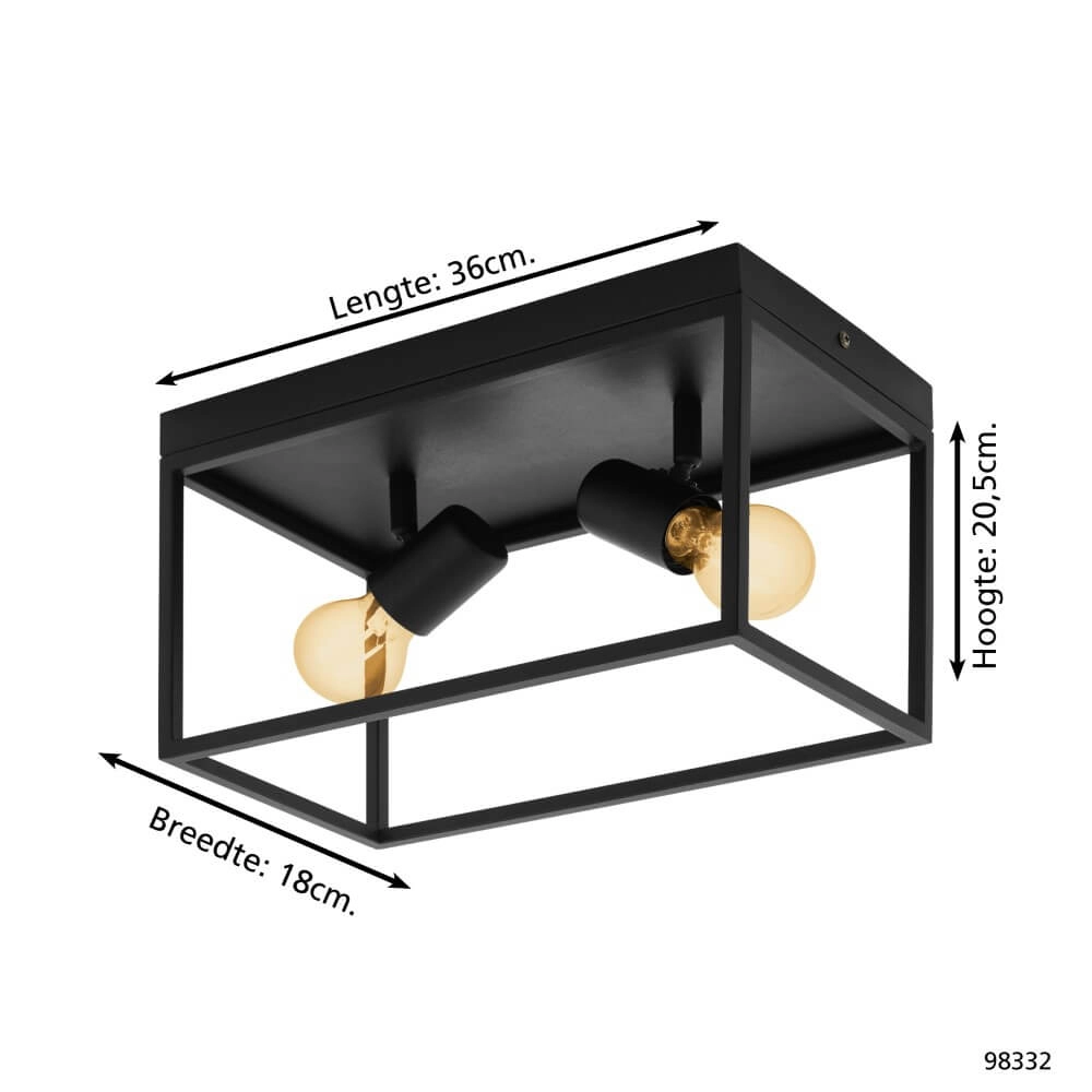 Black ceiling lamp Silentina 2-light Eglo 9002759983321