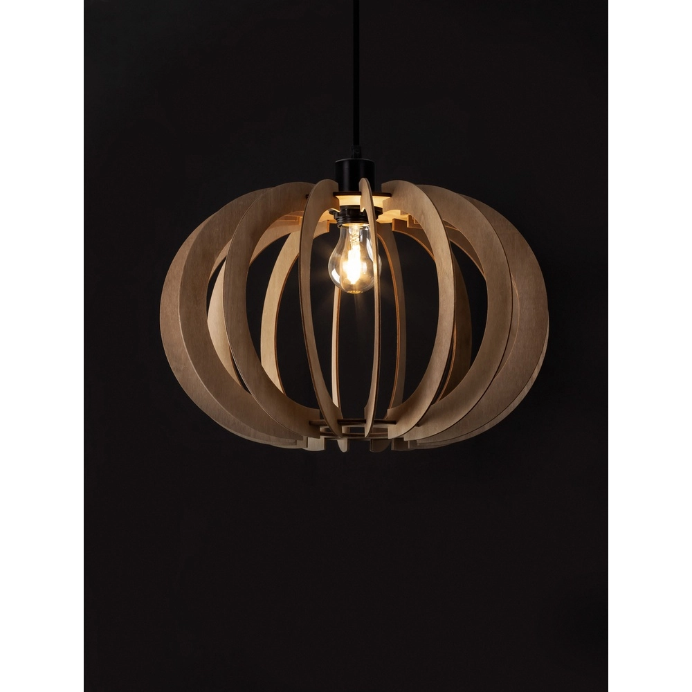 Wooden pendant lamp Ottoline dark Ø 40cm Lyora 5212017436207