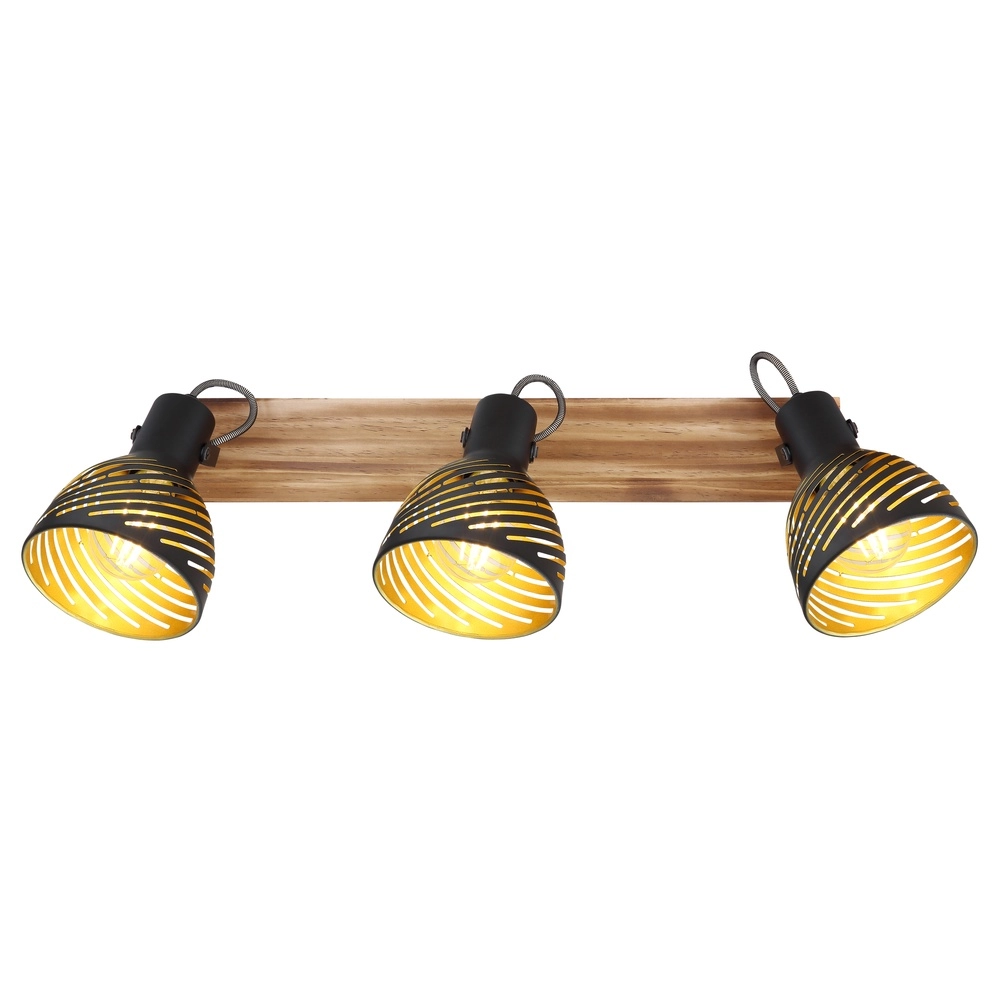 Ceiling lamp Lenna 3-light wood with black Globo 9007371425686
