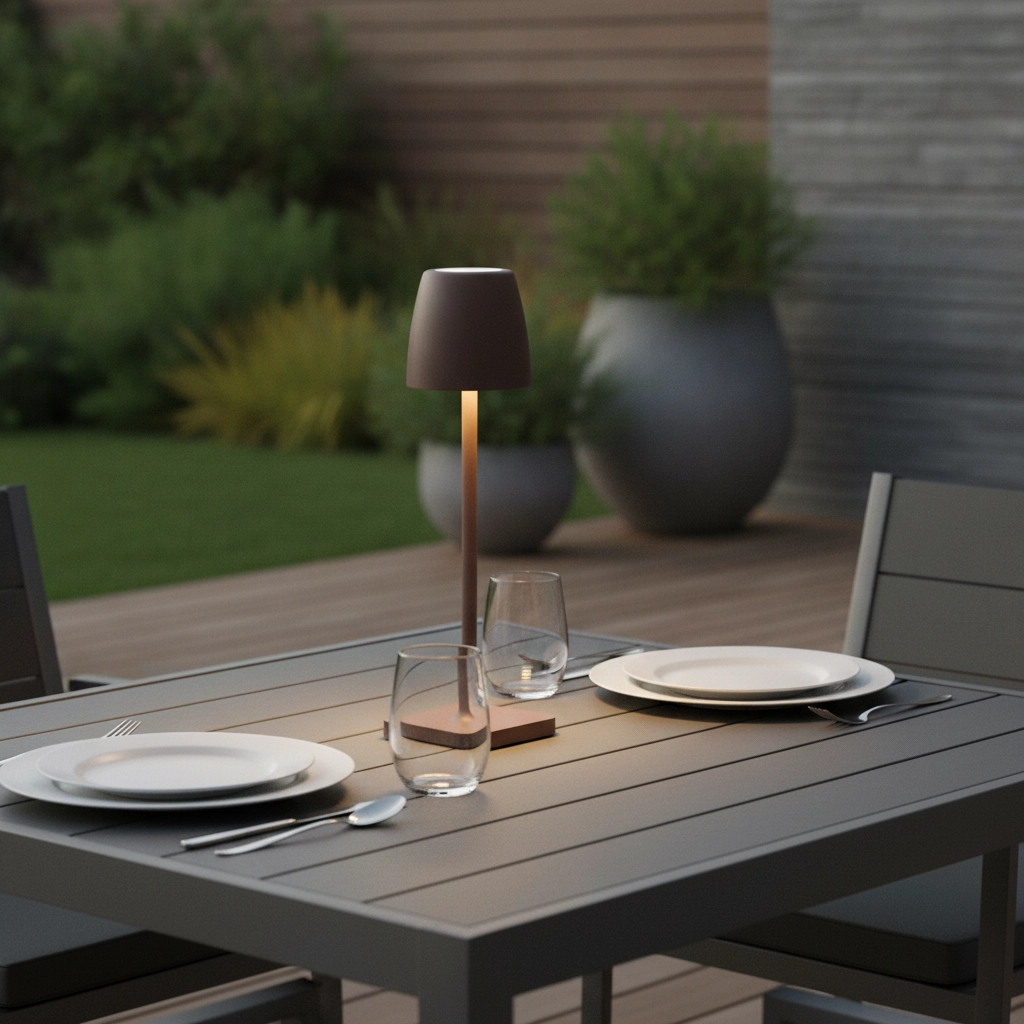 Table lamp Colt Rusty brown rechargeable