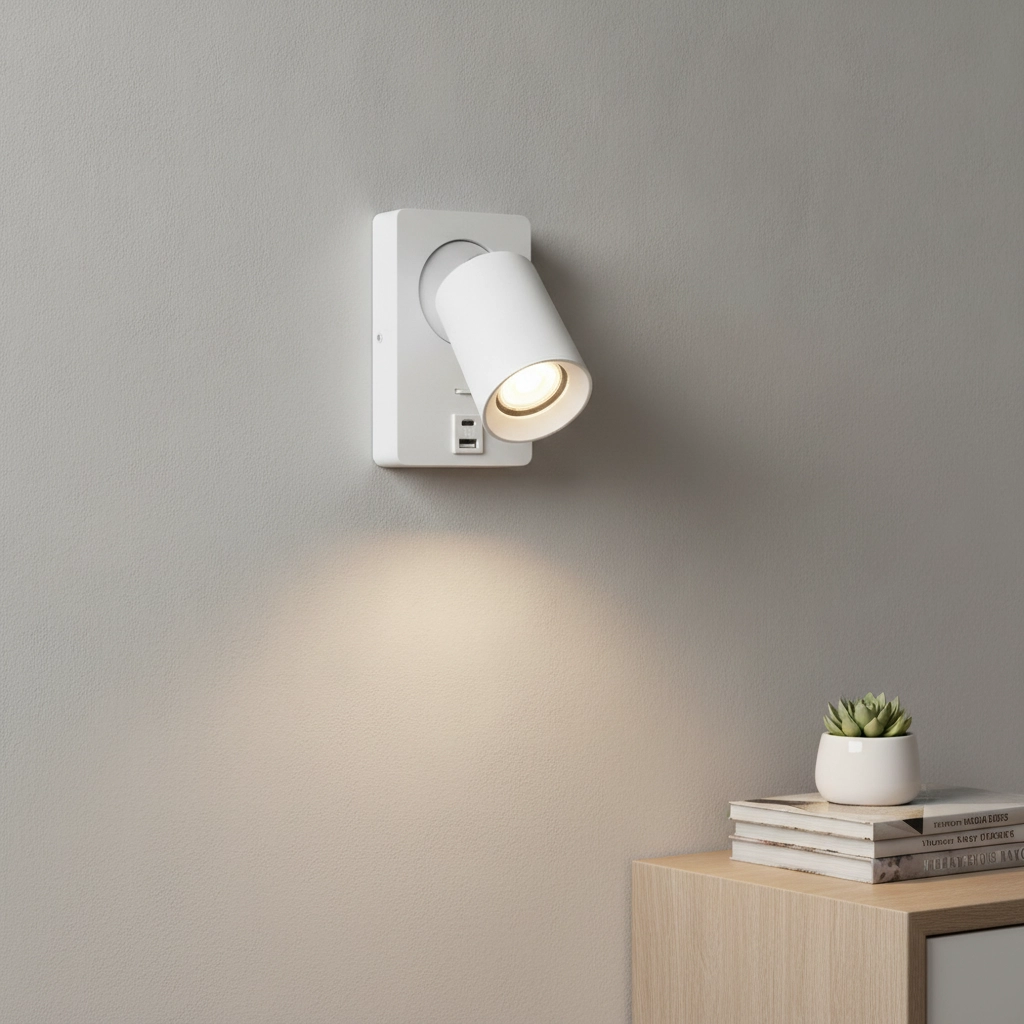 Bedside lamp Megano USB white with USB-A and USB-C