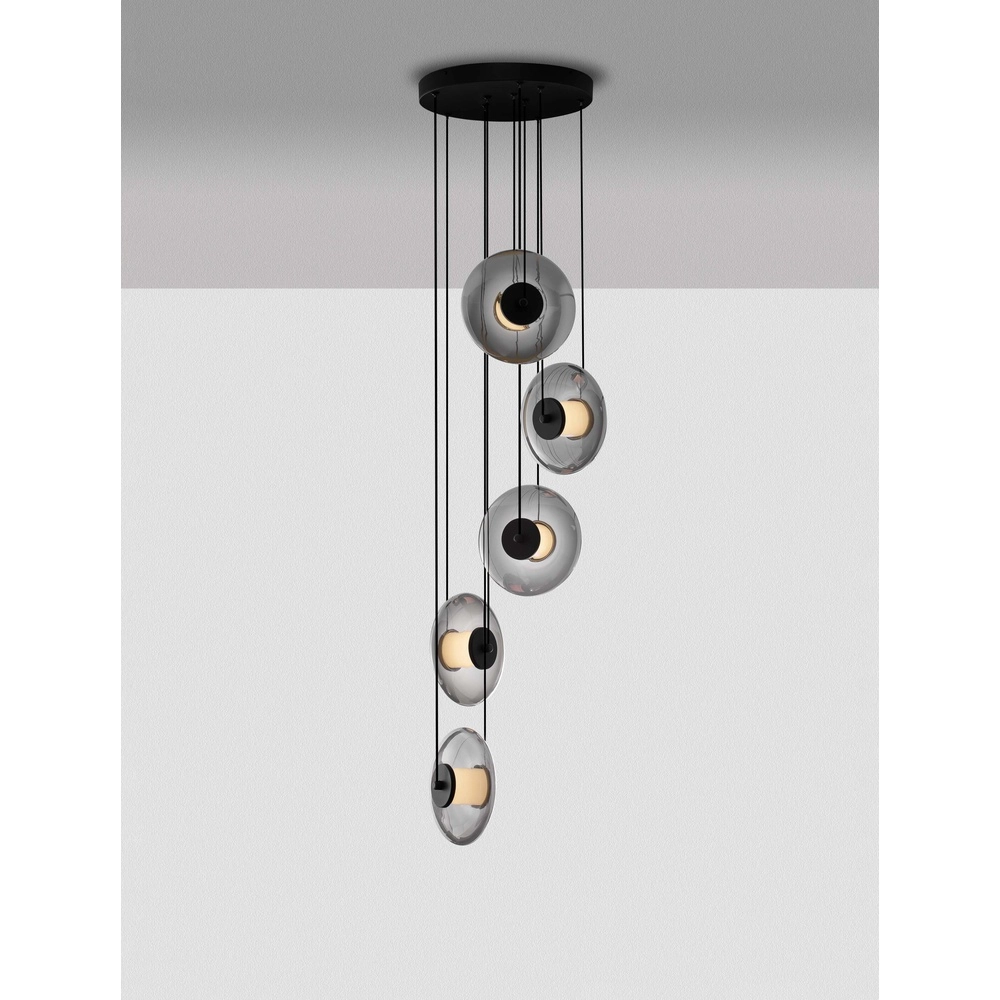 Unique pendant lamp Ballet Black 5-light round Lyora 5212017458445
