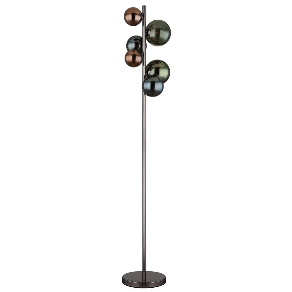 Black floor lamp Riha Coloured glass 6-lights Globo 9007371450114