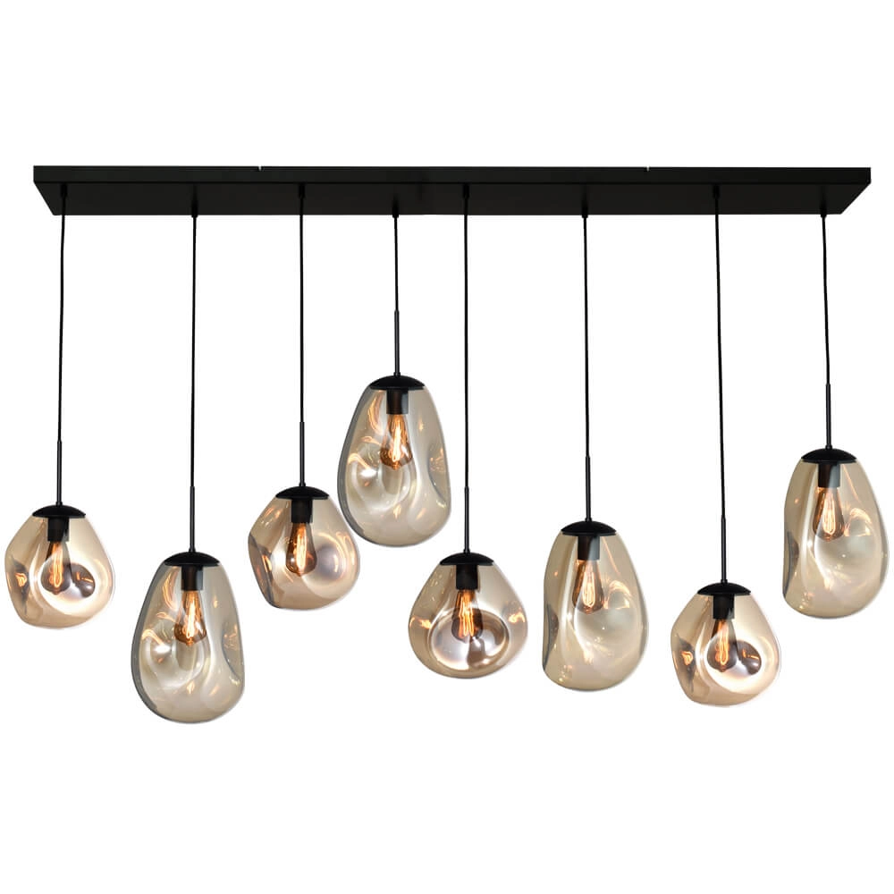 Hanging lamp Lava 8x gold glass