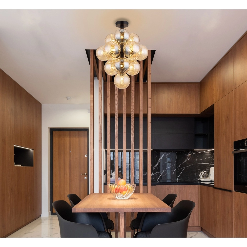 Black ceiling lamp Conor with amber glass Globo 9007371518173