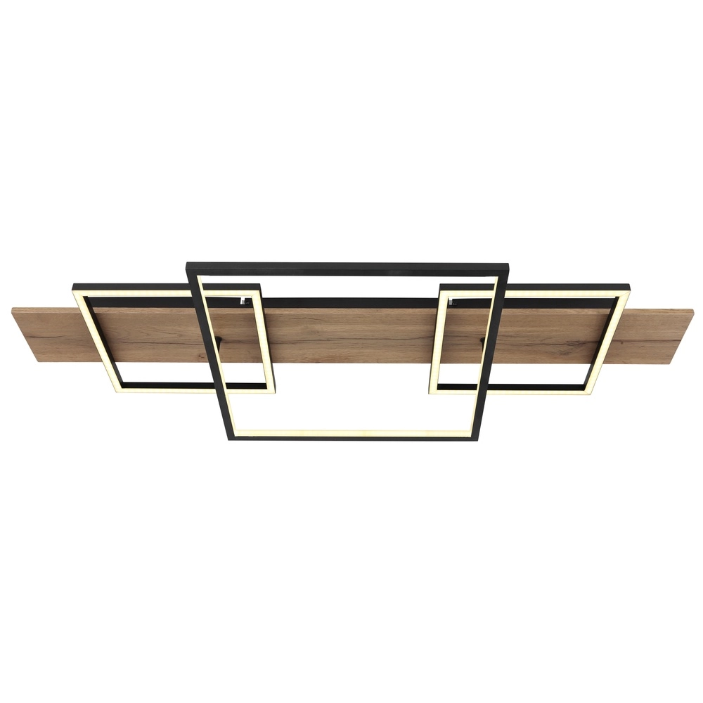 Design ceiling lamp Vanni black with wood look 95cm Globo 9007371454082