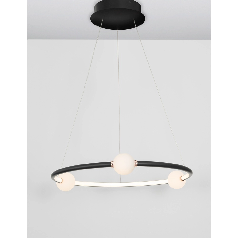 Pendant lamp Celia black with white round horizontal