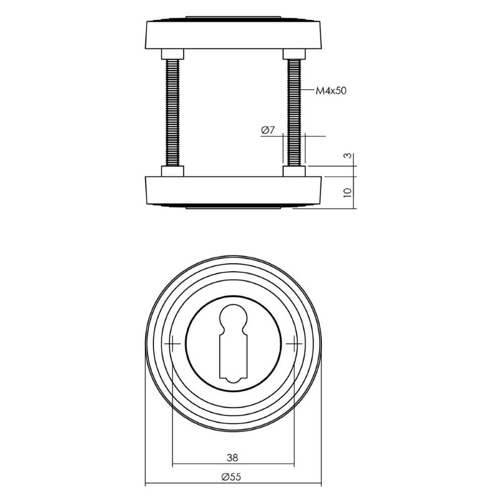 Round key rosette Tira with ridge black Intersteel 8714186568262