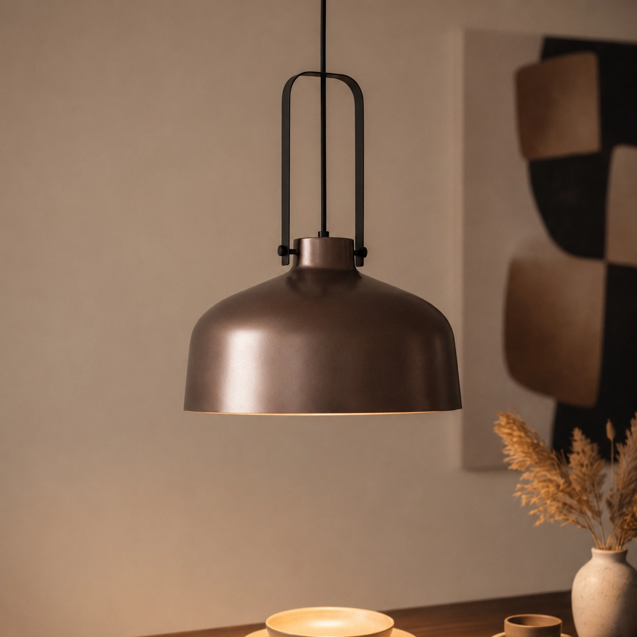 Red copper hanging lamp Mendoza Ø 37.5 cm