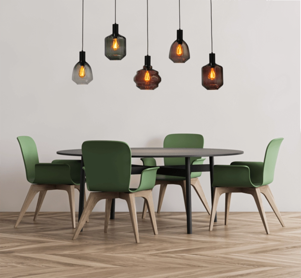 5-light hanging lamp - black - Porto with different glasses Masterlight 8718121270388