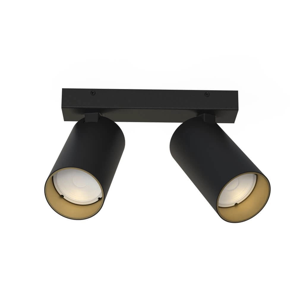 2-light surface-mounted spotlight Mono black with gold