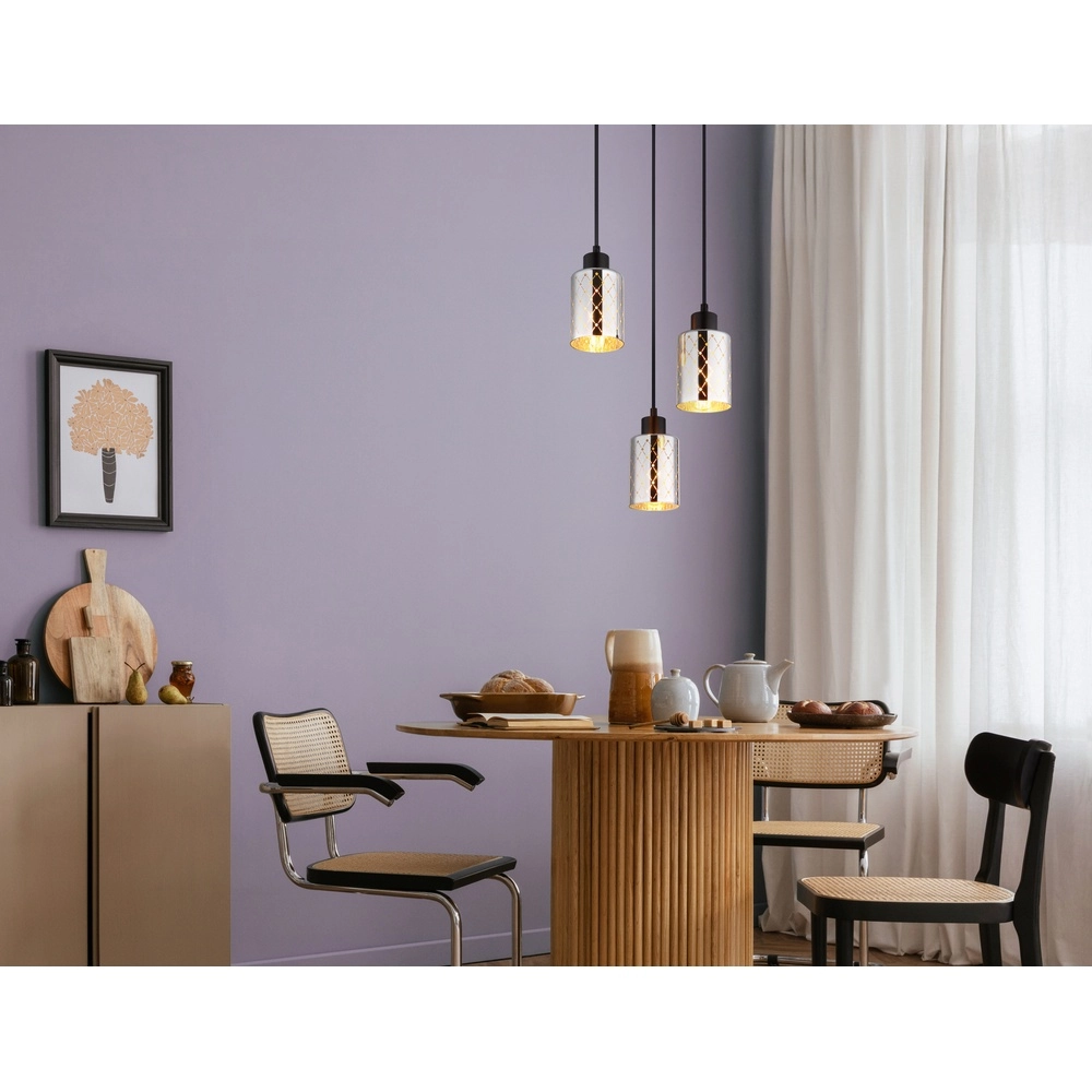 Design pendant lamp Alonso 3-light black round Globo 9007371578252