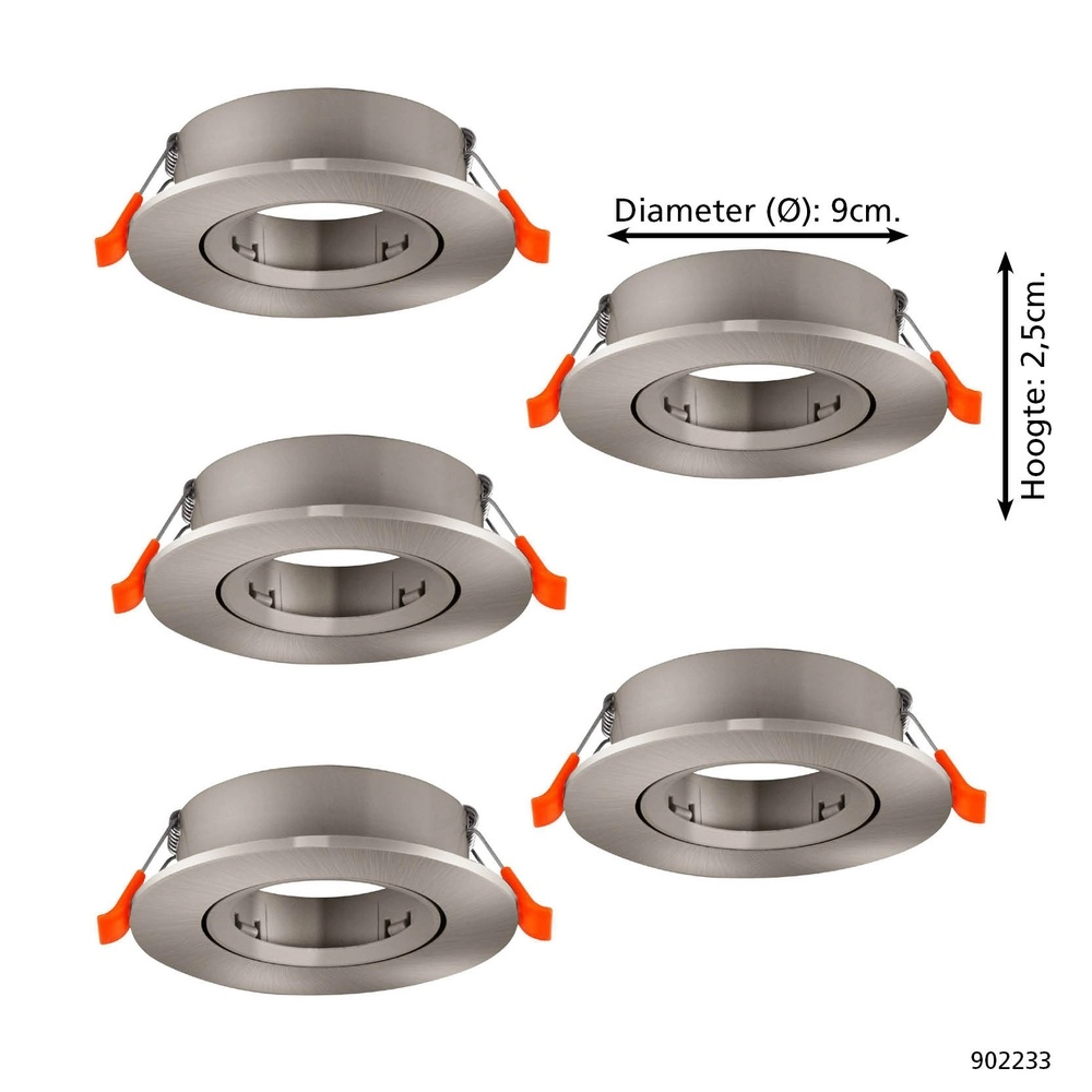 Set of 5 recessed spotlights Barranco nickel Ø 9cm Eglo 9008606359141