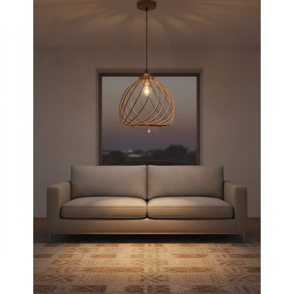 Wooden pendant lamp Adana Ø 35cm