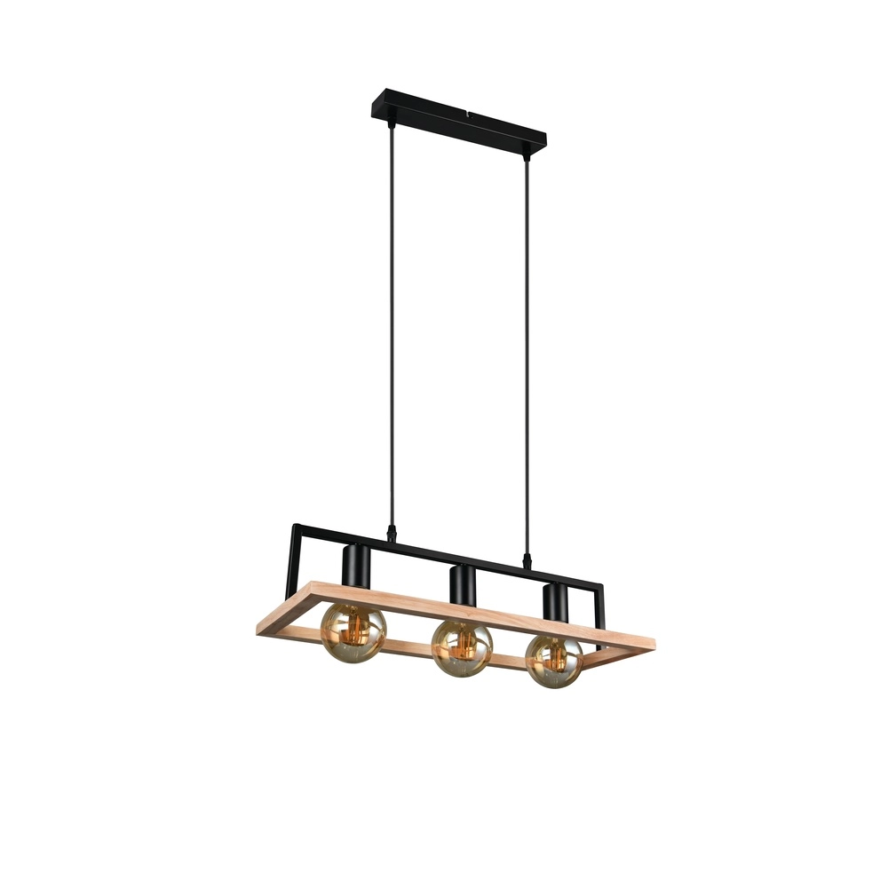 Design pendant lamp Bano black with wood Trio 4017807673364