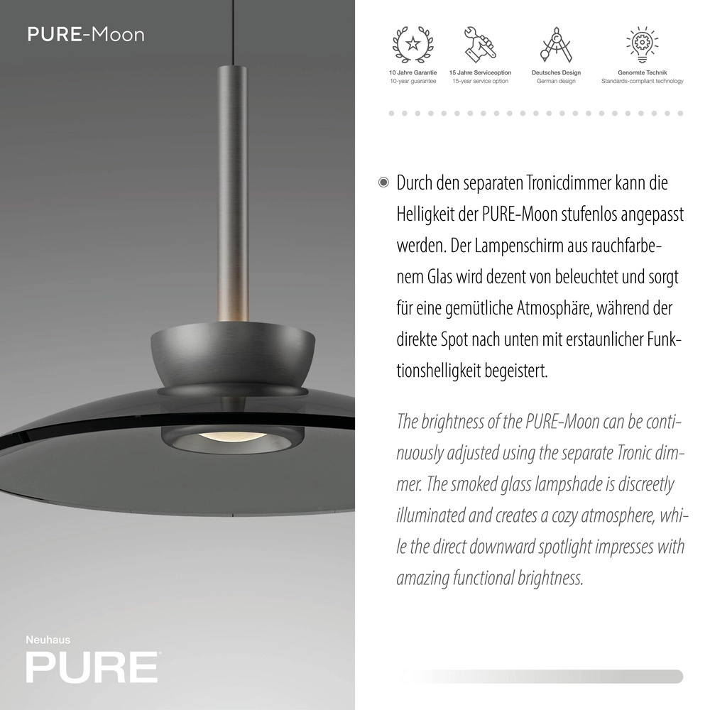 Pendant lamp Ø 32cm Pure Moon with smoke glass Paul Neuhaus 4012248386293
