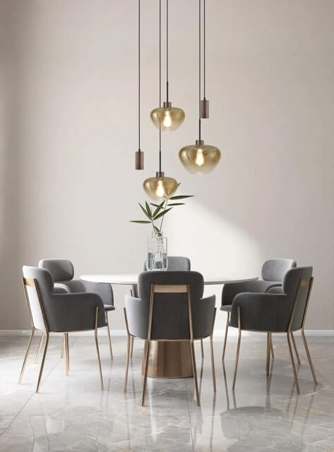 5-light pendant lamp Genua brown with 2x gold glass Ø 24cm - 1x Ø 29cm and 2x pendant Masterlight 8718121357416