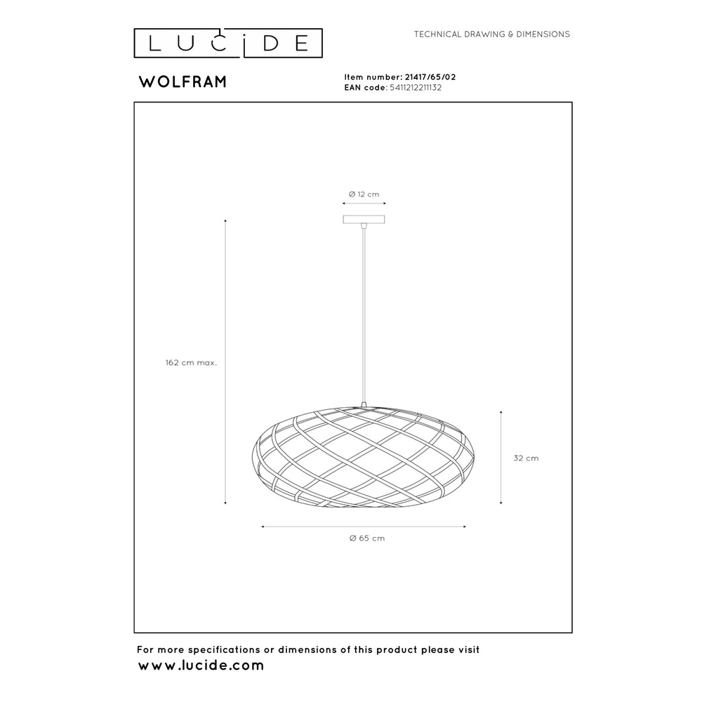 Pendant lamp Wolfram Ø 65cm gold Lucide 5411212211132