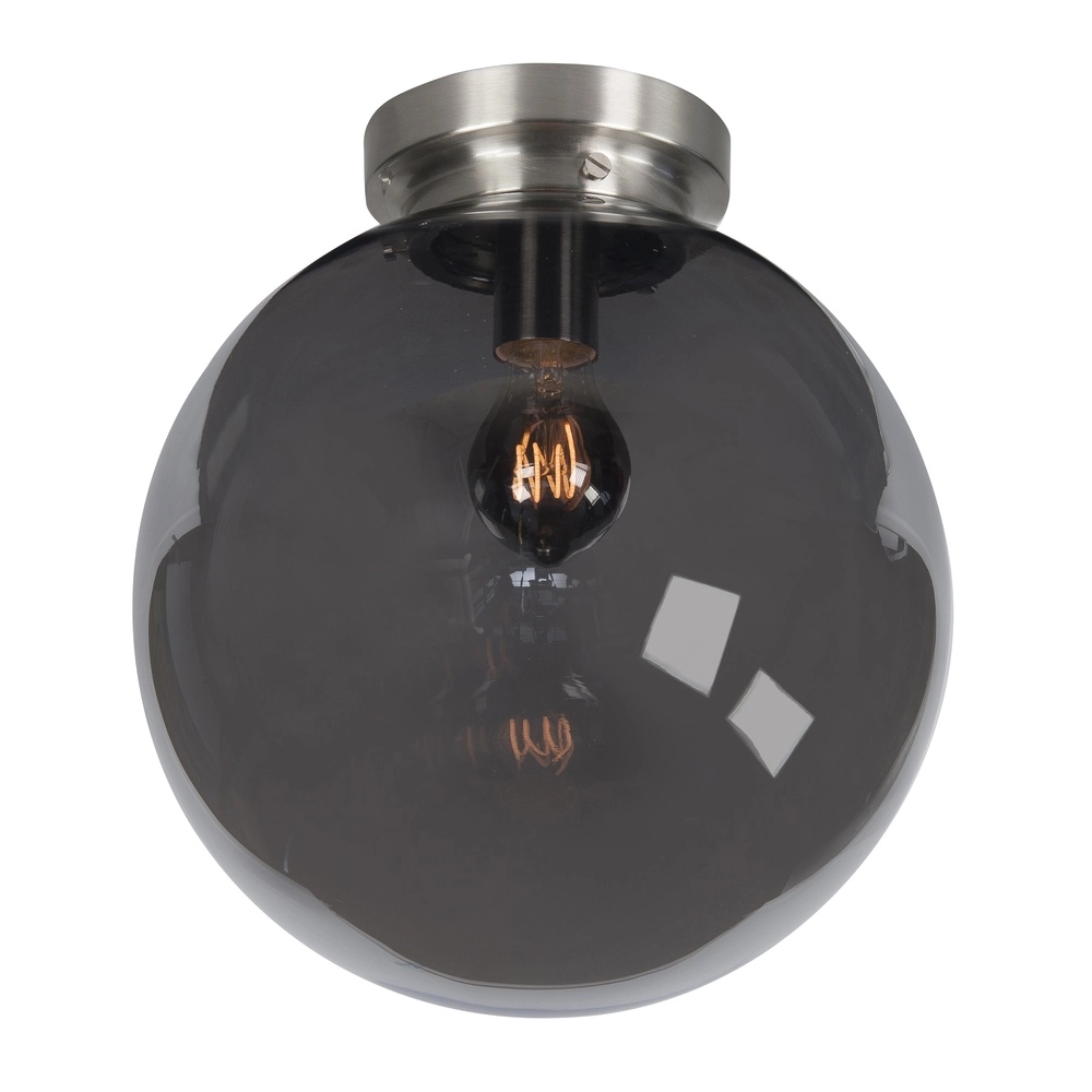 Nickel ceiling lamp Globe smoke glass Ø 30cm