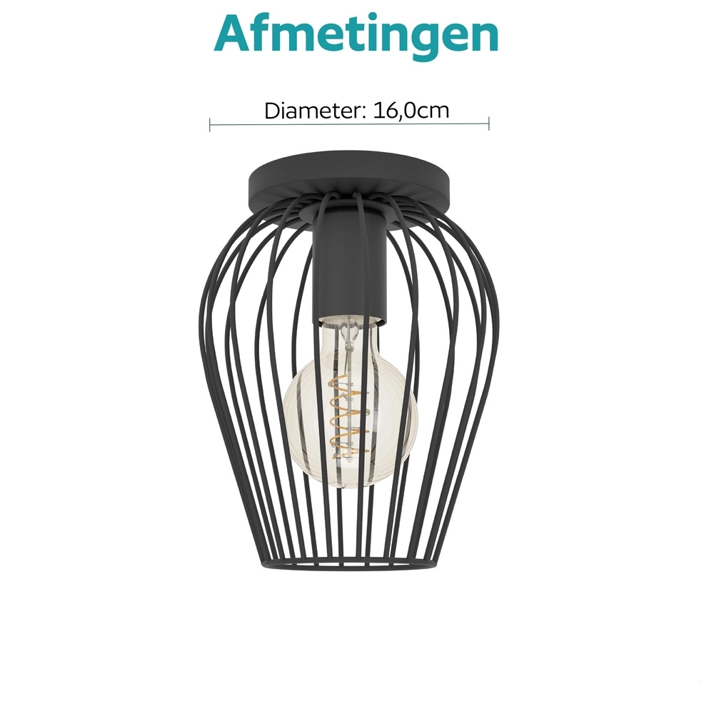 Wire ceiling lamp Newtown Ø 16cm - black Eglo 9002759307790
