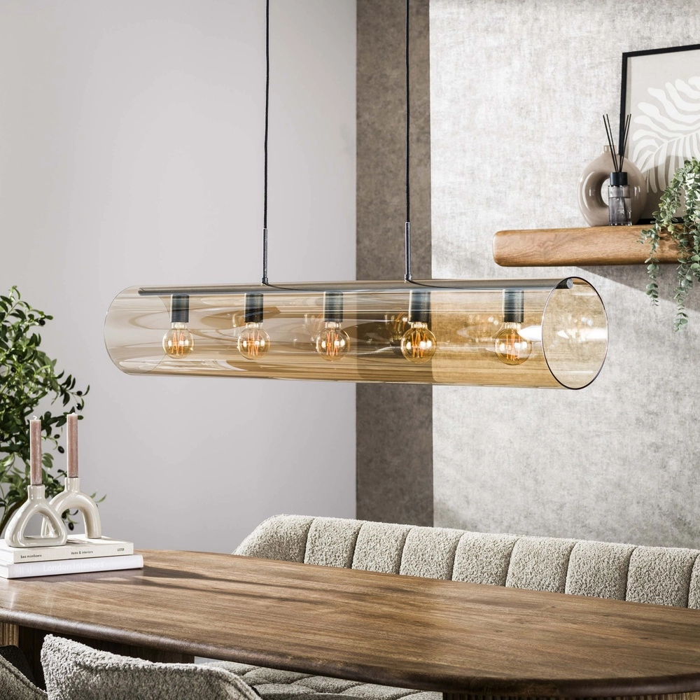 Glass pendant lamp Tube 120cm - amber glass Lyora 8716803511774