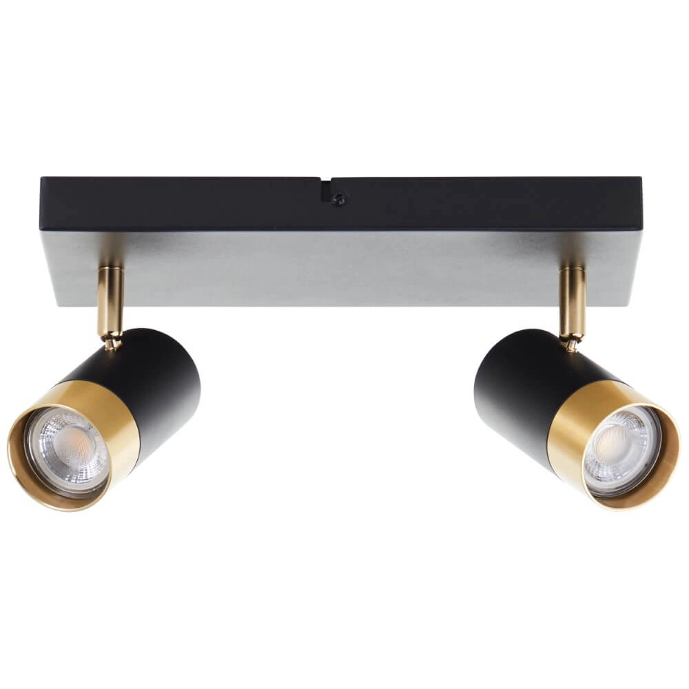 2-light surface-mounted spotlight Vigolo black with gold Brilliant 4004353441325