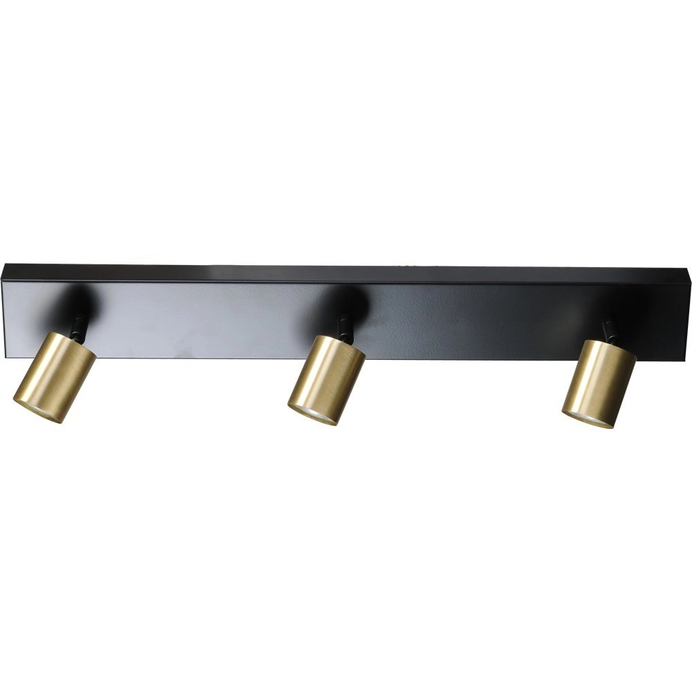 Ceiling lamp black Bounce with 3 gold spots