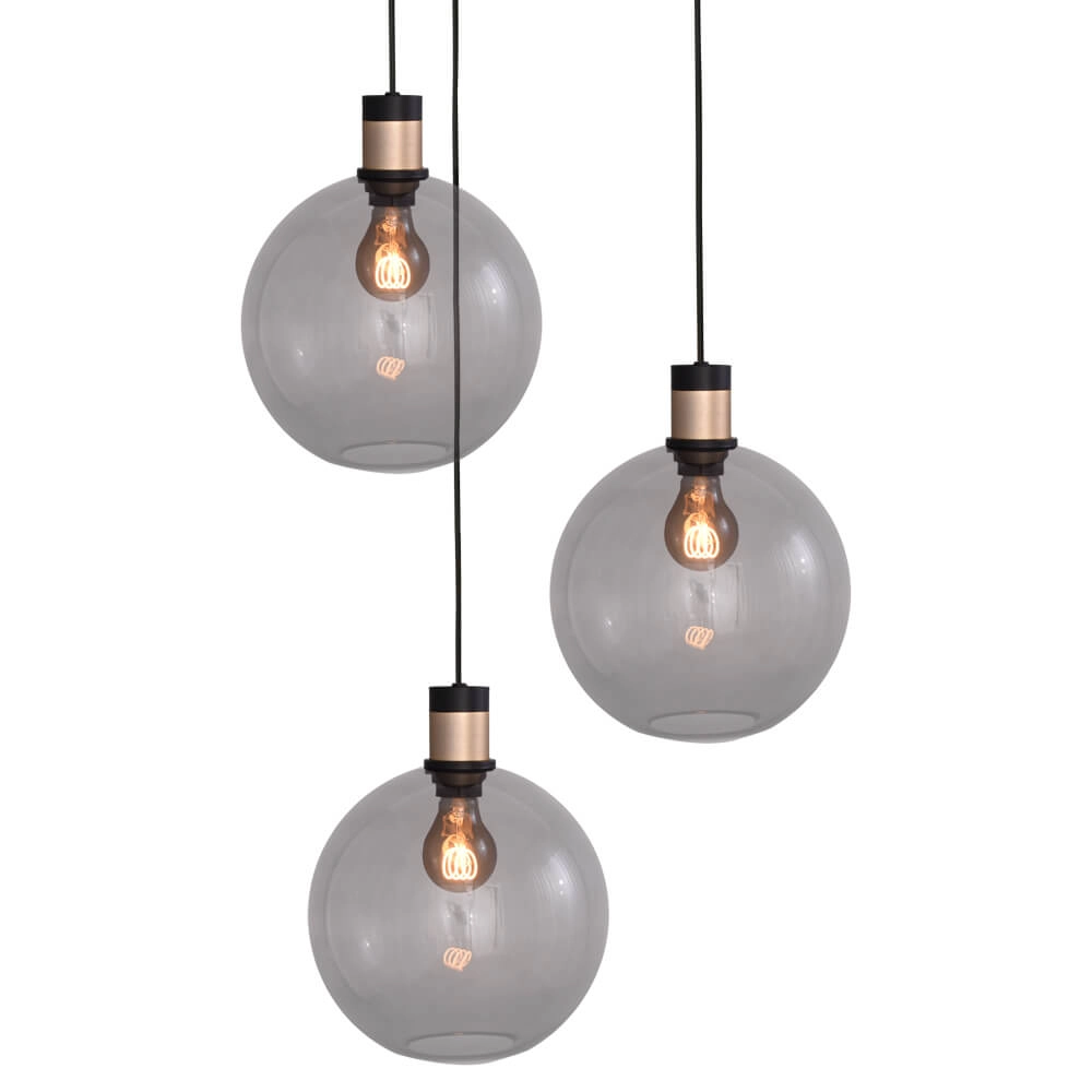 Vide hanging lamp Lazise 2 3x Ø 25cm gold with black Masterlight 8718121303840