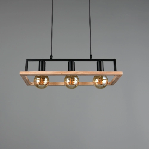 Design pendant lamp Bano black with wood Trio 4017807673364