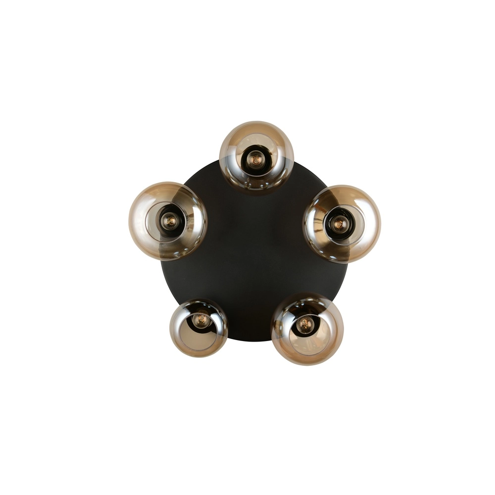 5-light ceiling lamp Lumina black with amber glass Trio 4017807663174