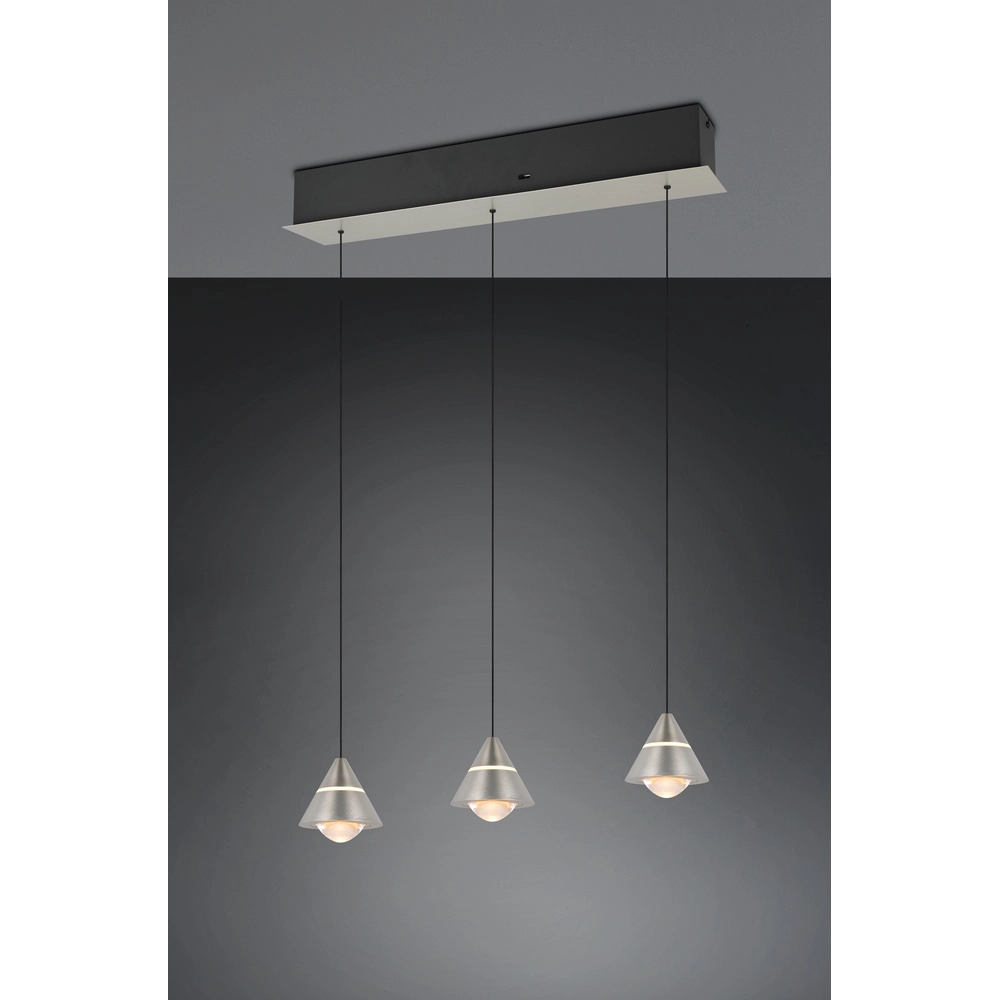 Design pendant lamp Romeo 3-light nickel Trio 4017807667783