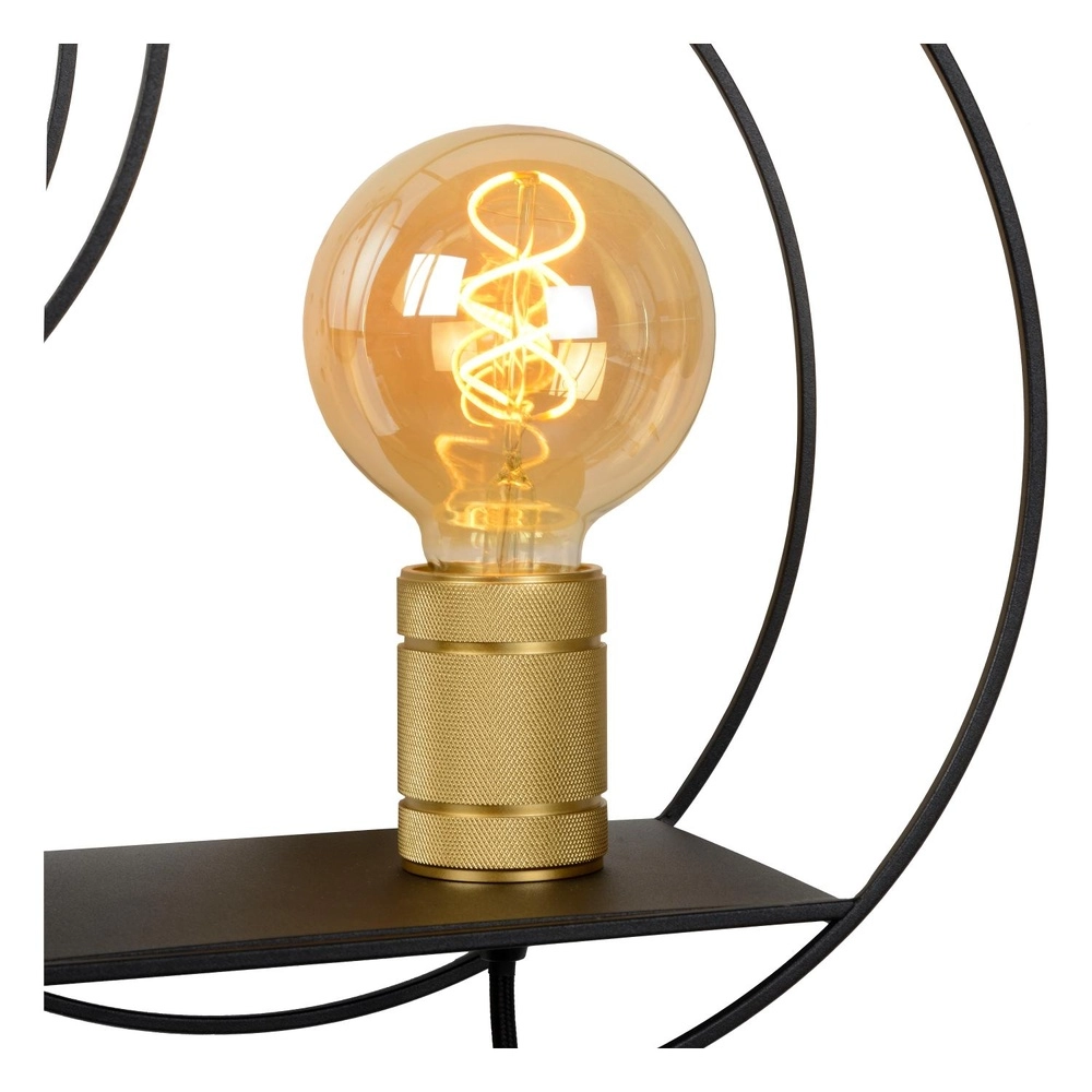 Unique wall lamp Circle black with shelves Lucide 5411212211408