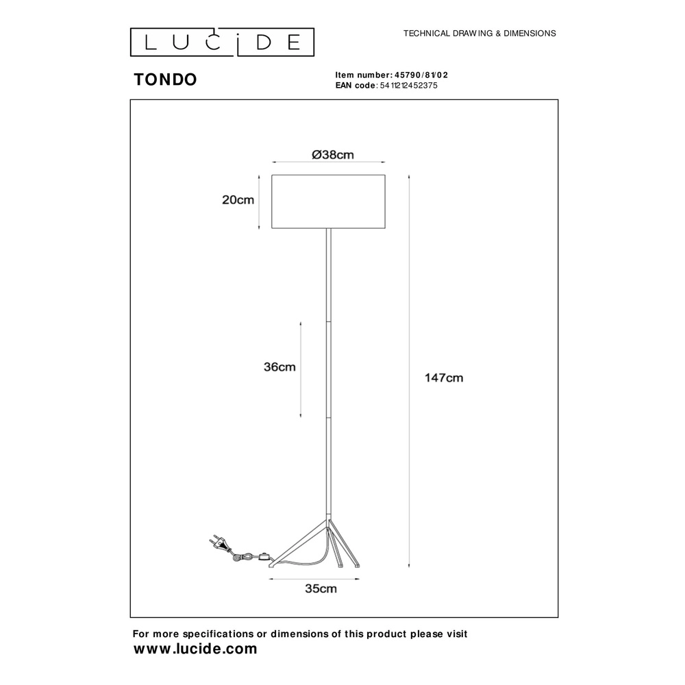Floor lamp Tondo Gold Lucide 5411212452375