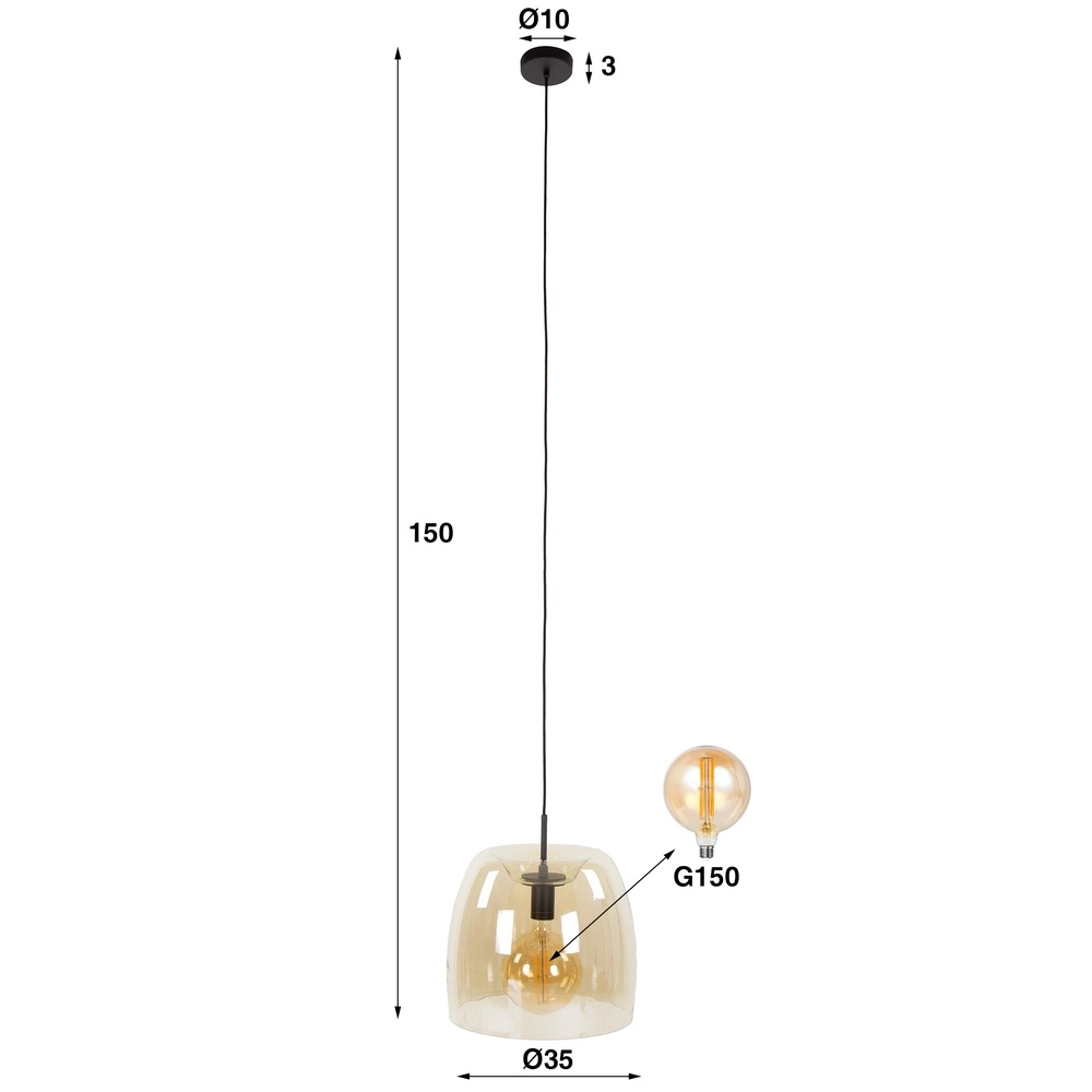 Glass pendant lamp Drift Ø 35cm - amber glass Lyora 8716803512689