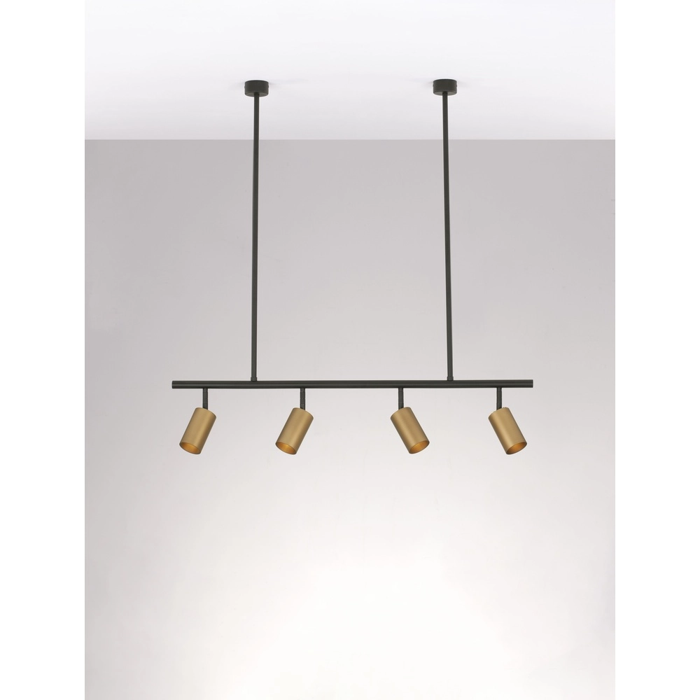 Pendant lamp Pogno 4-light black with gold straight