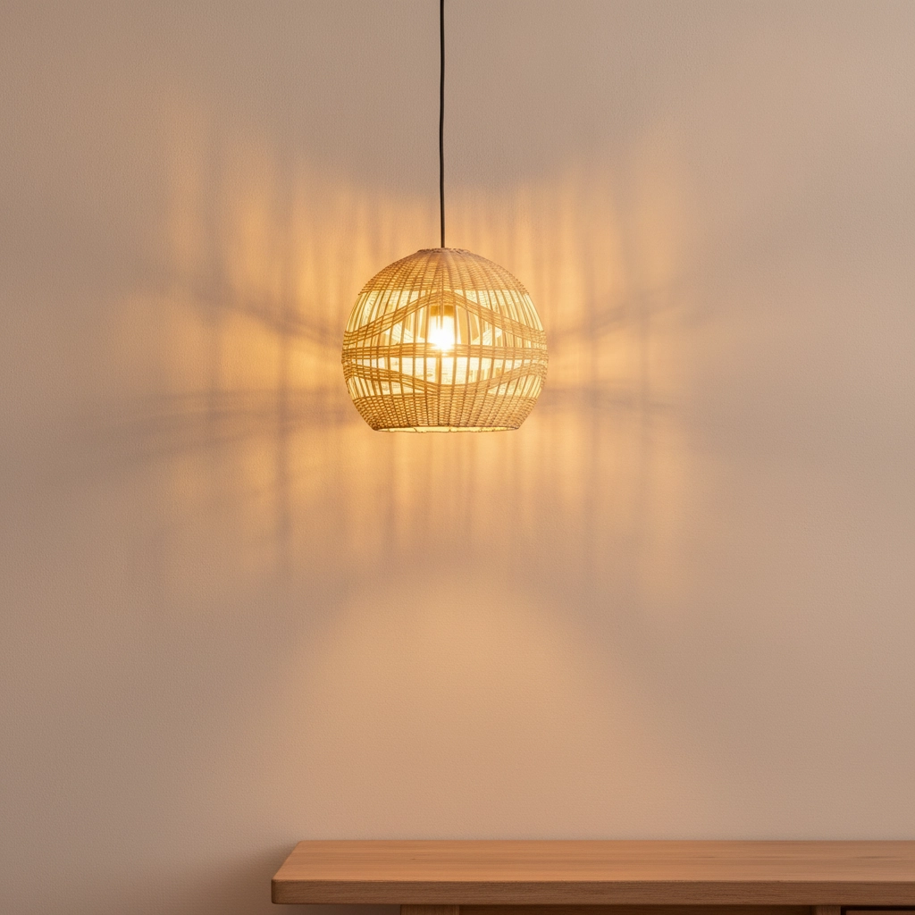 Rattan pendant lamp Marlo Ø 30cm ball