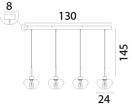 4-light pendant lamp Genua black with gold glass Ø 24cm Masterlight 8718121356969