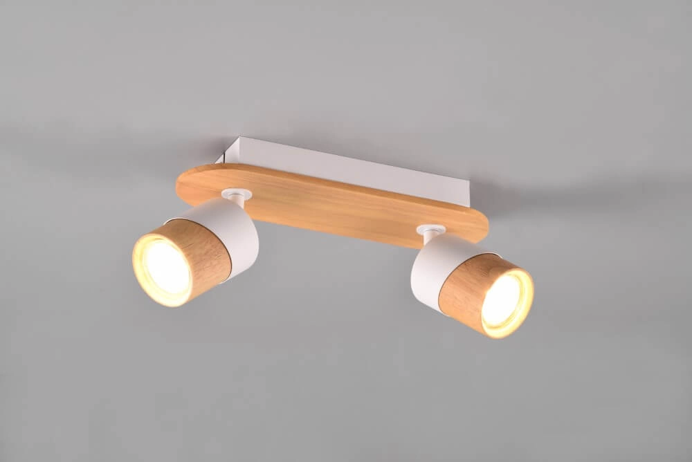 Ceiling lamp wood with white Aruni 2-light Trio 4017807562316