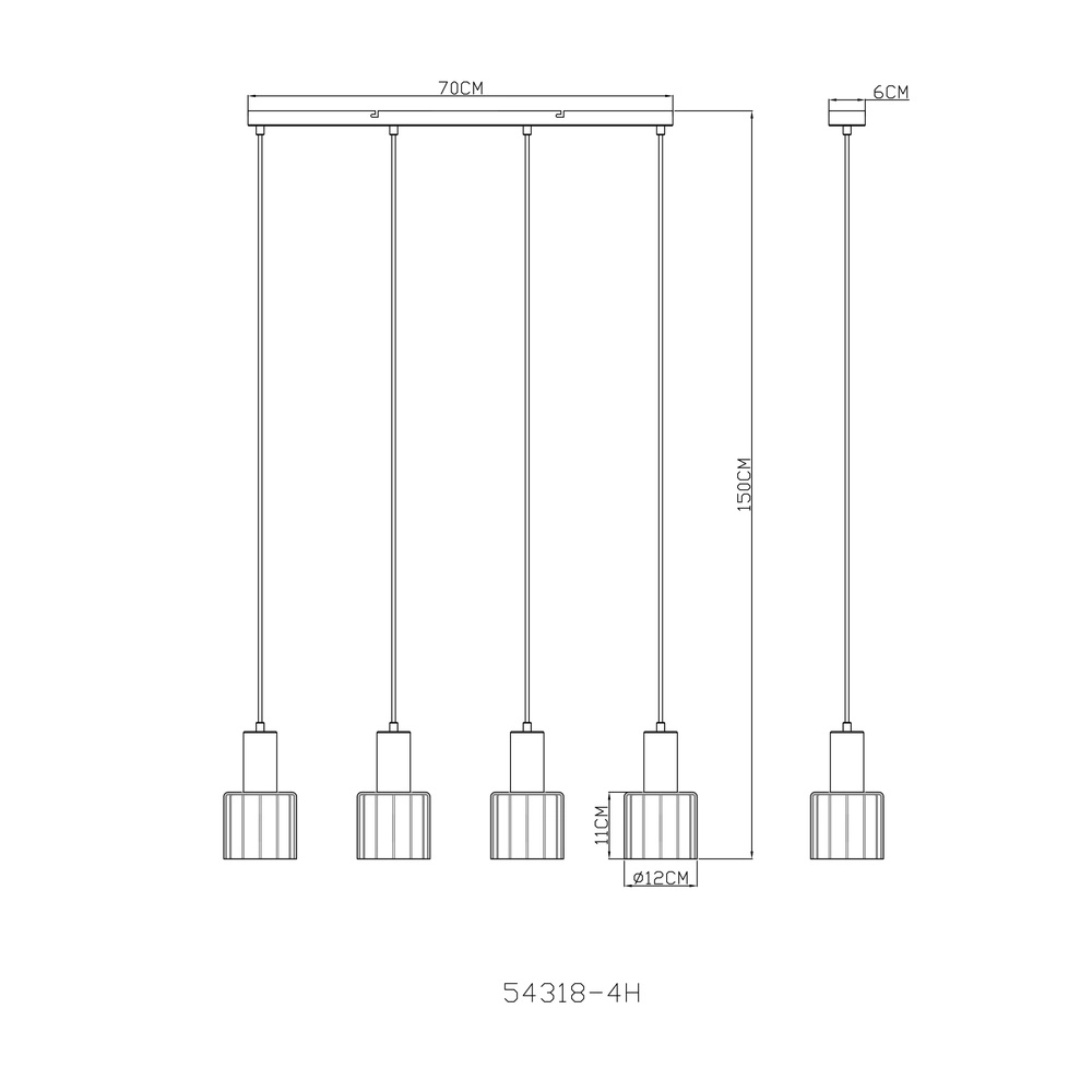 Pendant lamp Walton 4-light coffee brown Globo 9007371586189