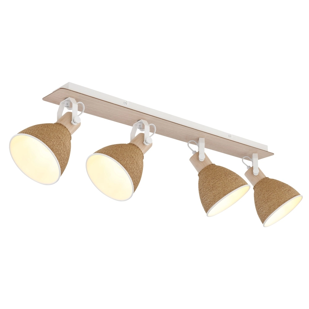 Ceiling lamp Lyndon 4-light white with rattan
