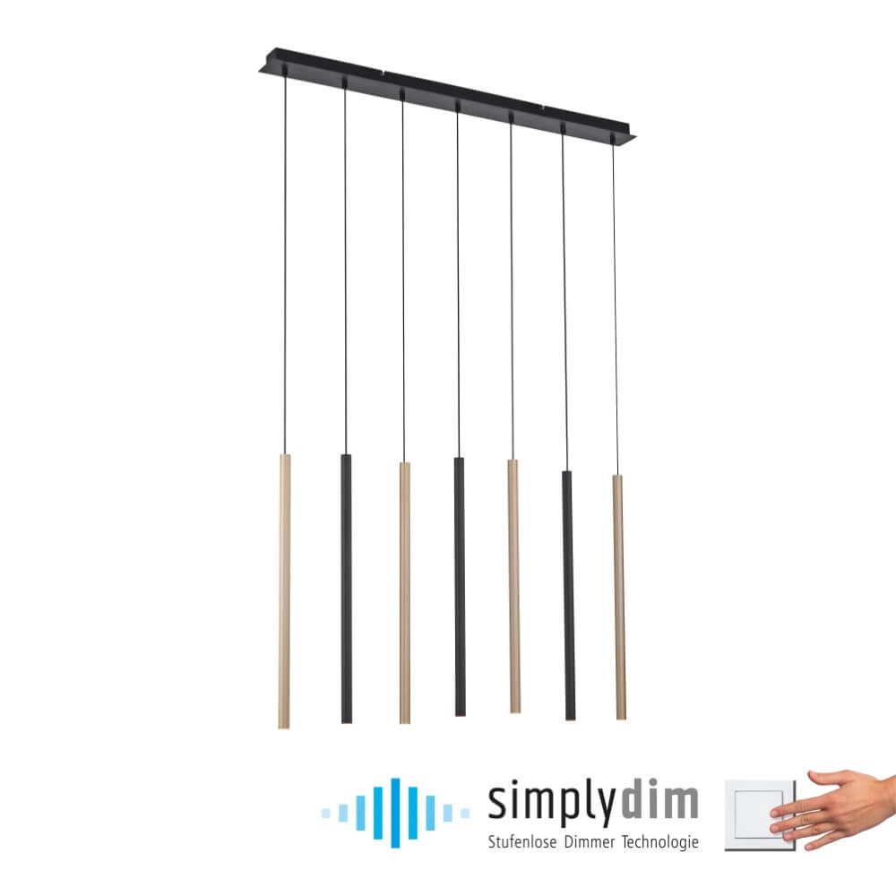 Unique pendant lamp Flute 7-light Paul Neuhaus 4012248374771