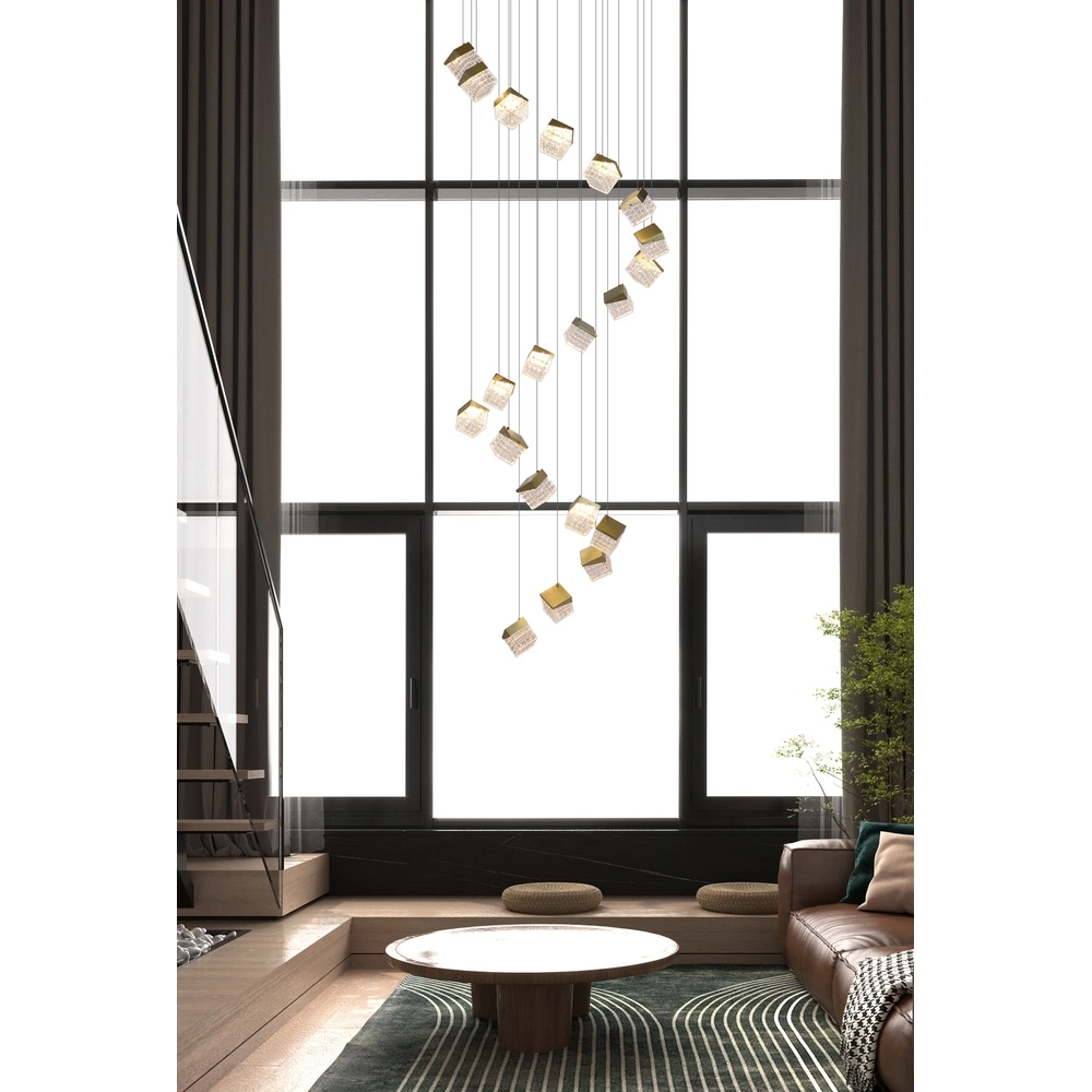 Design vide lamp Cuboid 20-light gold Searchlight 5053423302171