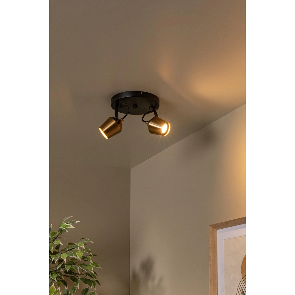 2-light ceiling lamp Emile black with gold Lucide 5411212510082