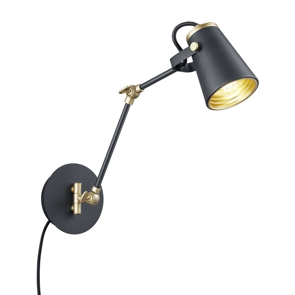 Reading lamp Edward black with gold