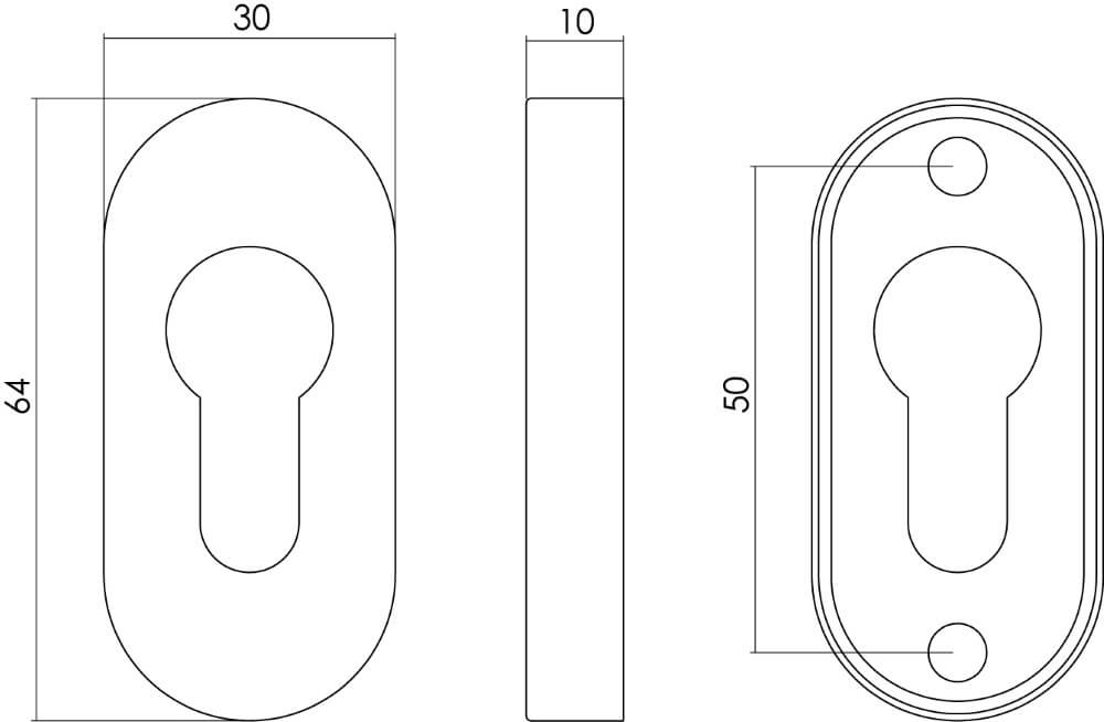 Oval cylinder rosette Tira Stainless steel Intersteel 8714186073650