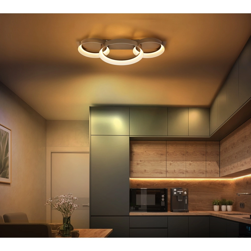Sleek ceiling lamp Syrakus coffee brown 3 rings Globo 9007371576081