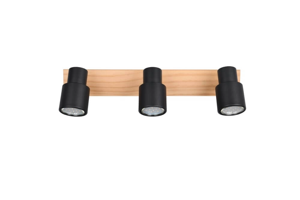 3-light ceiling lamp Pierre black with wood Trio 4017807638196